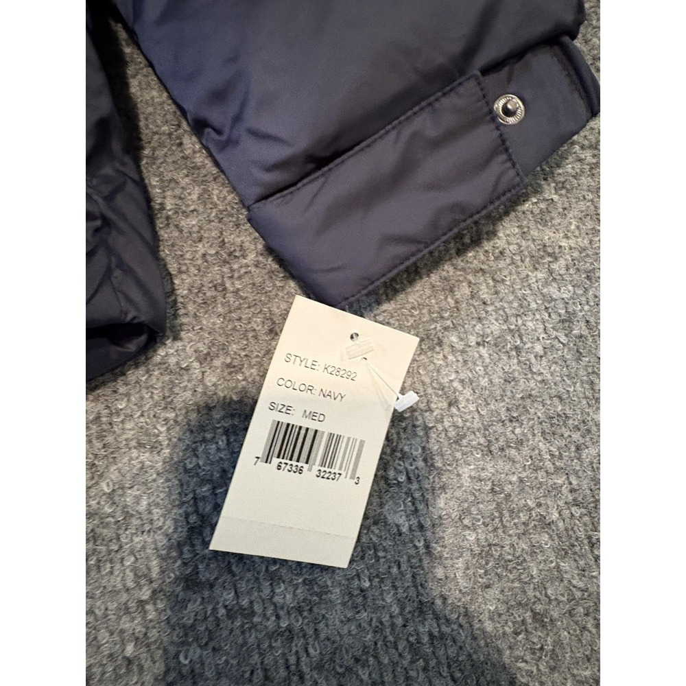 Lucky Brand Jacket Mens Medium Navy Puffer Quilted Faux Leather Yoke Snap Front - Picture 4 of 11